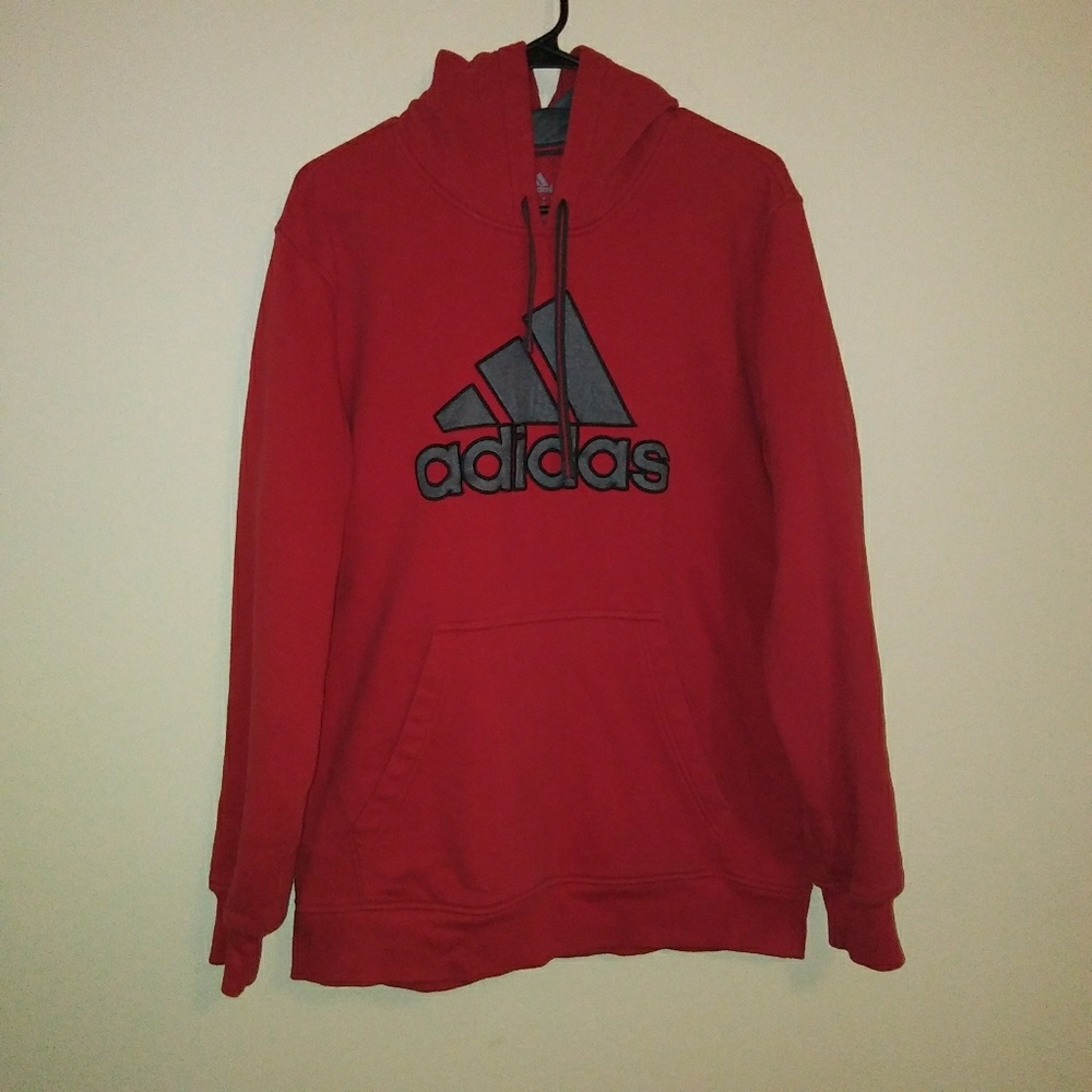 Adidas mens pullover Hoodie size large red